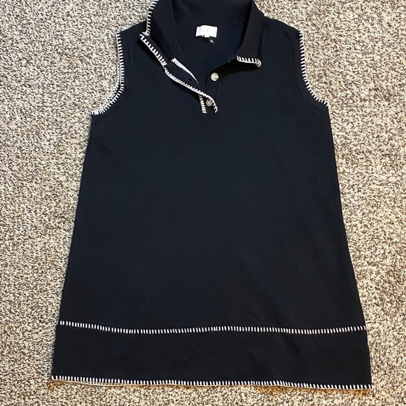 Entro Black Knit Tunic Dress with White Embroidered Trim - Picture 6 of 7